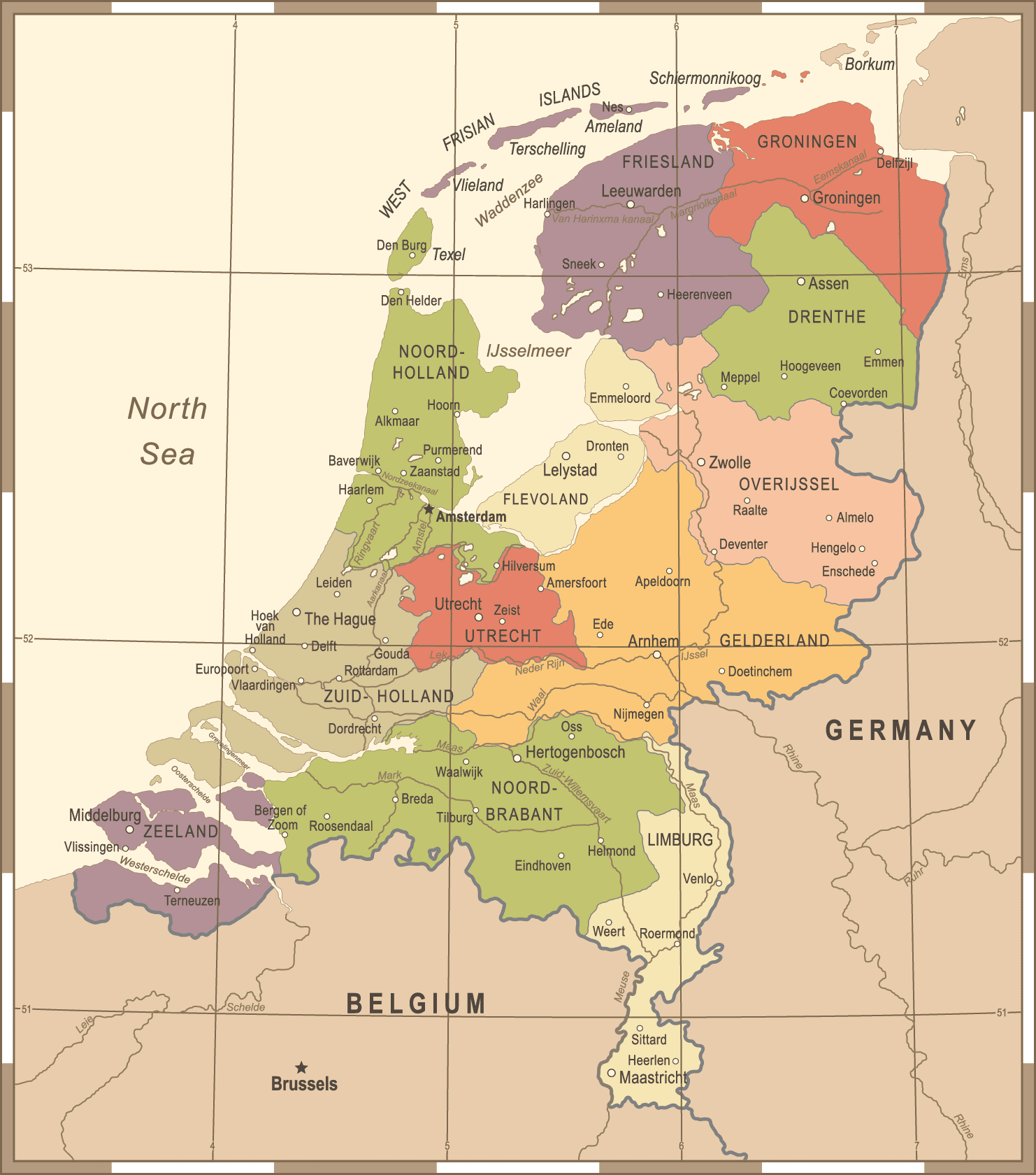 Karta Nederländerna Holland